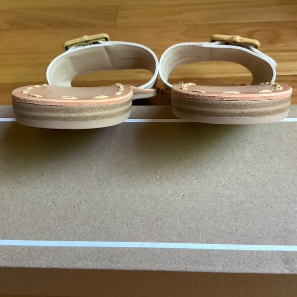 Dolce Vita Dasa Embossed Leather Buckle Slide Sandals Eggshell SZ 9.5 - Picture 11 of 16